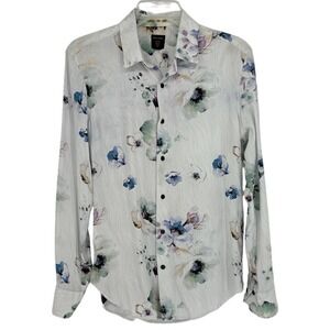 Rare Rabbit Floral Button Down Shirt Mens Medium Viscose Lightweight Resortwear